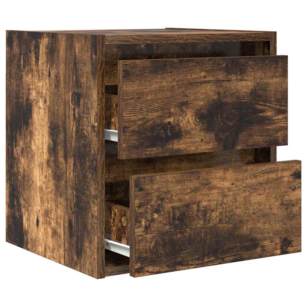 vidaXL Wall-mounted Bedside Cabinet Smoked Oak 38x34x40 cm 5