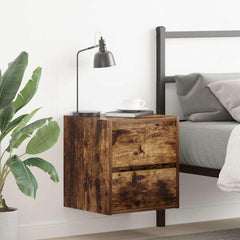 vidaXL Wall-mounted Bedside Cabinet Smoked Oak 38x34x40 cm 1
