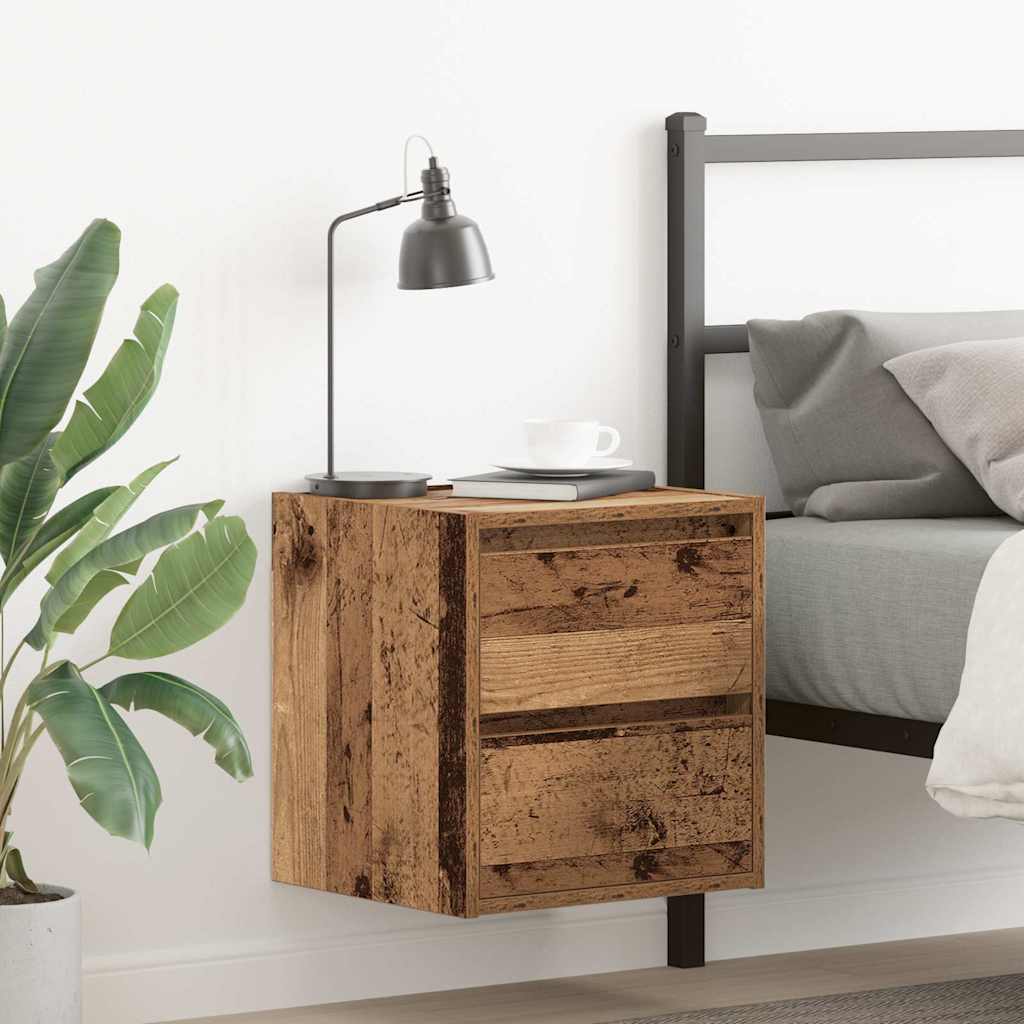 vidaXL Wall-mounted Bedside Cabinet Old Wood 38x34x40 cm 1