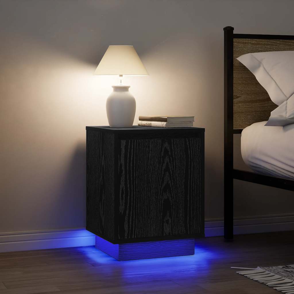 vidaXL Bedside Cabinet with LED Lights 38x34x50 cm