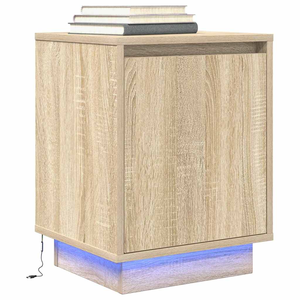 Bedside Cabinet with LED Lights in Sonoma Oak