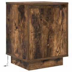 vidaXL Bedside Cabinet with LED Lights Smoked Oak 38x34x50 cm 3