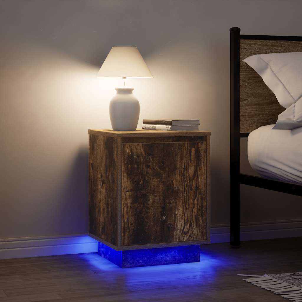 vidaXL Bedside Cabinet with LED Lights 38x34x50 cm