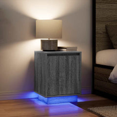 vidaXL Bedside Cabinet with LED Lights Grey Sonoma 38x34x50 cm 5