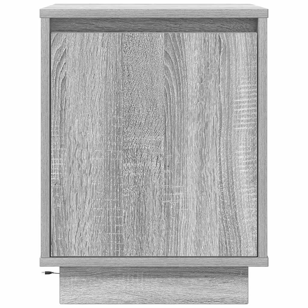 vidaXL Bedside Cabinet with LED Lights Grey Sonoma 38x34x50 cm 6