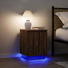 vidaXL Bedside Cabinet with LED Lights Brown Oak 38x34x50 cm 5