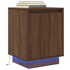 vidaXL Bedside Cabinet with LED Lights Brown Oak 38x34x50 cm 1