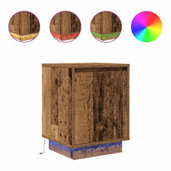 vidaXL Bedside Cabinet with LED Lights Old Wood 38x34x50 cm 2
