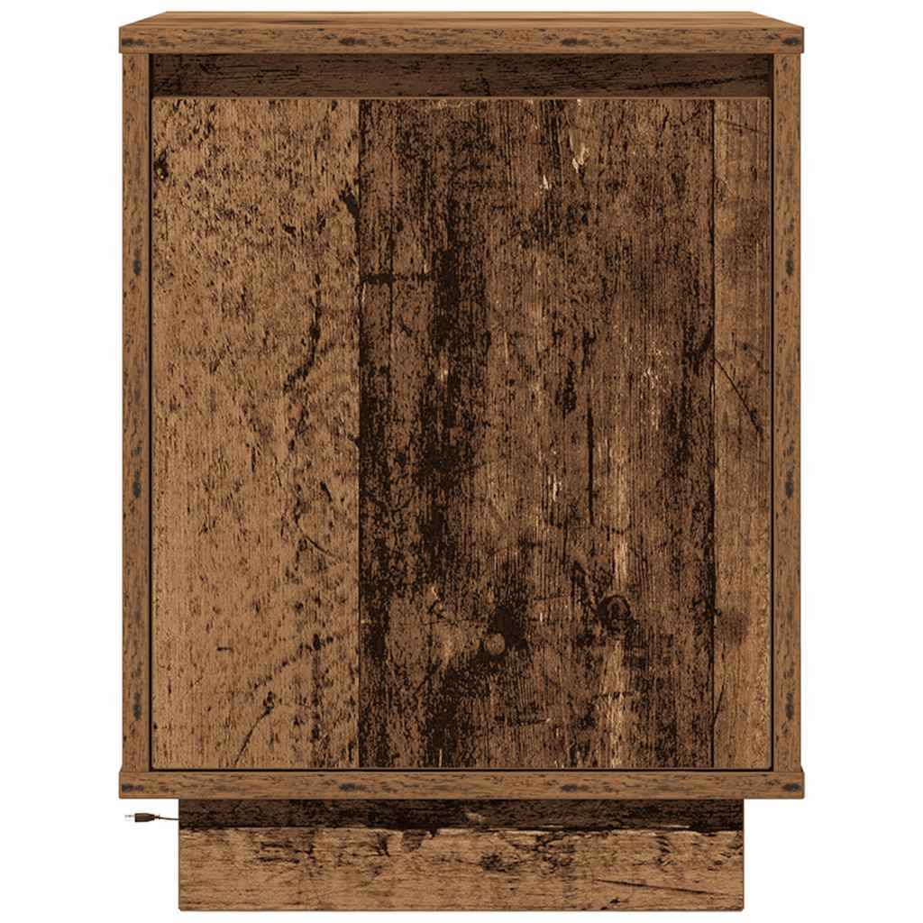 vidaXL Bedside Cabinet with LED Lights Old Wood 38x34x50 cm 6