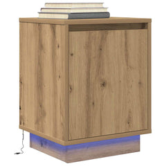vidaXL Bedside Cabinet with LED Lights Artisan Oak 38x34x50 cm 1