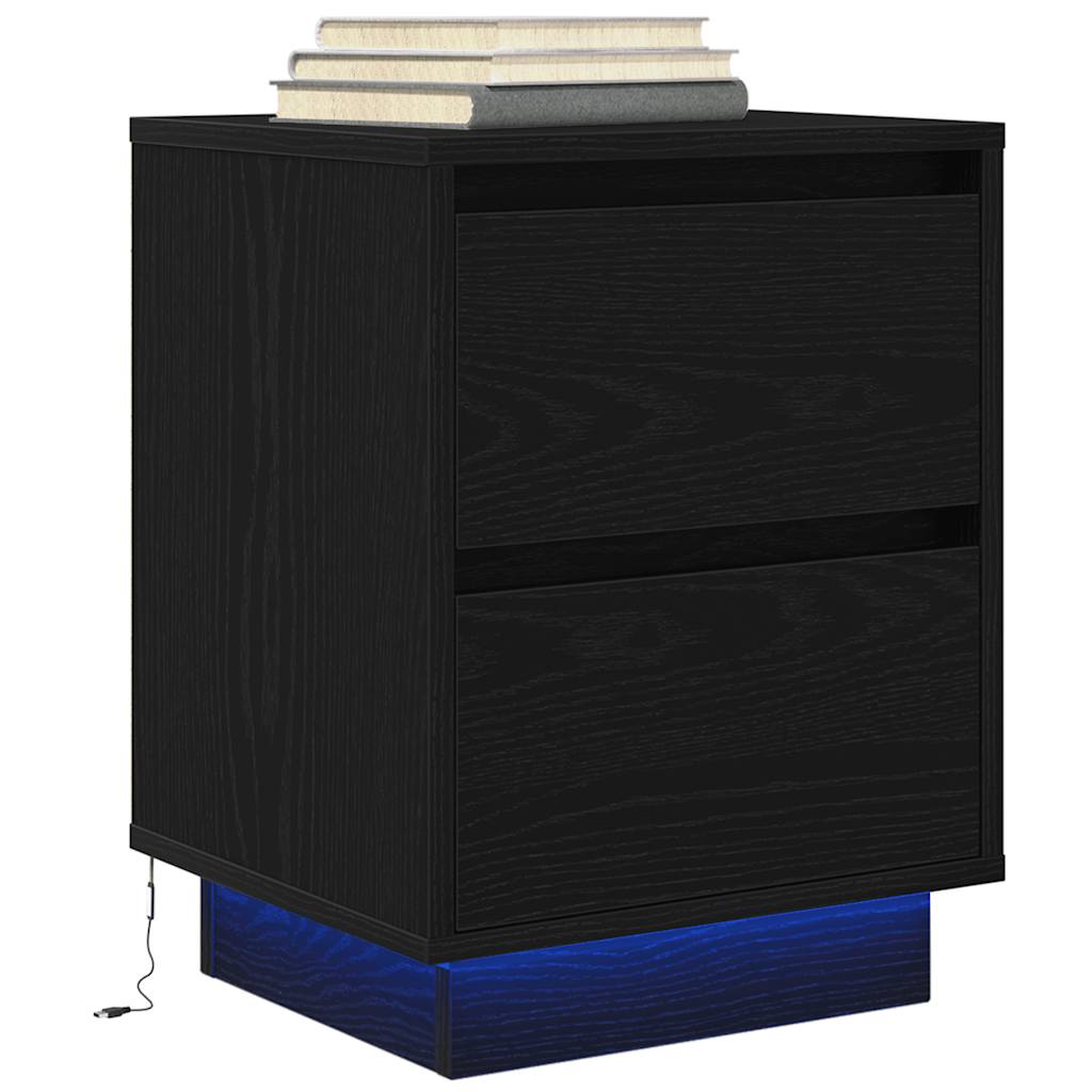 vidaXL Bedside Cabinet with LED Lights 38x34x50 cm 1 pc