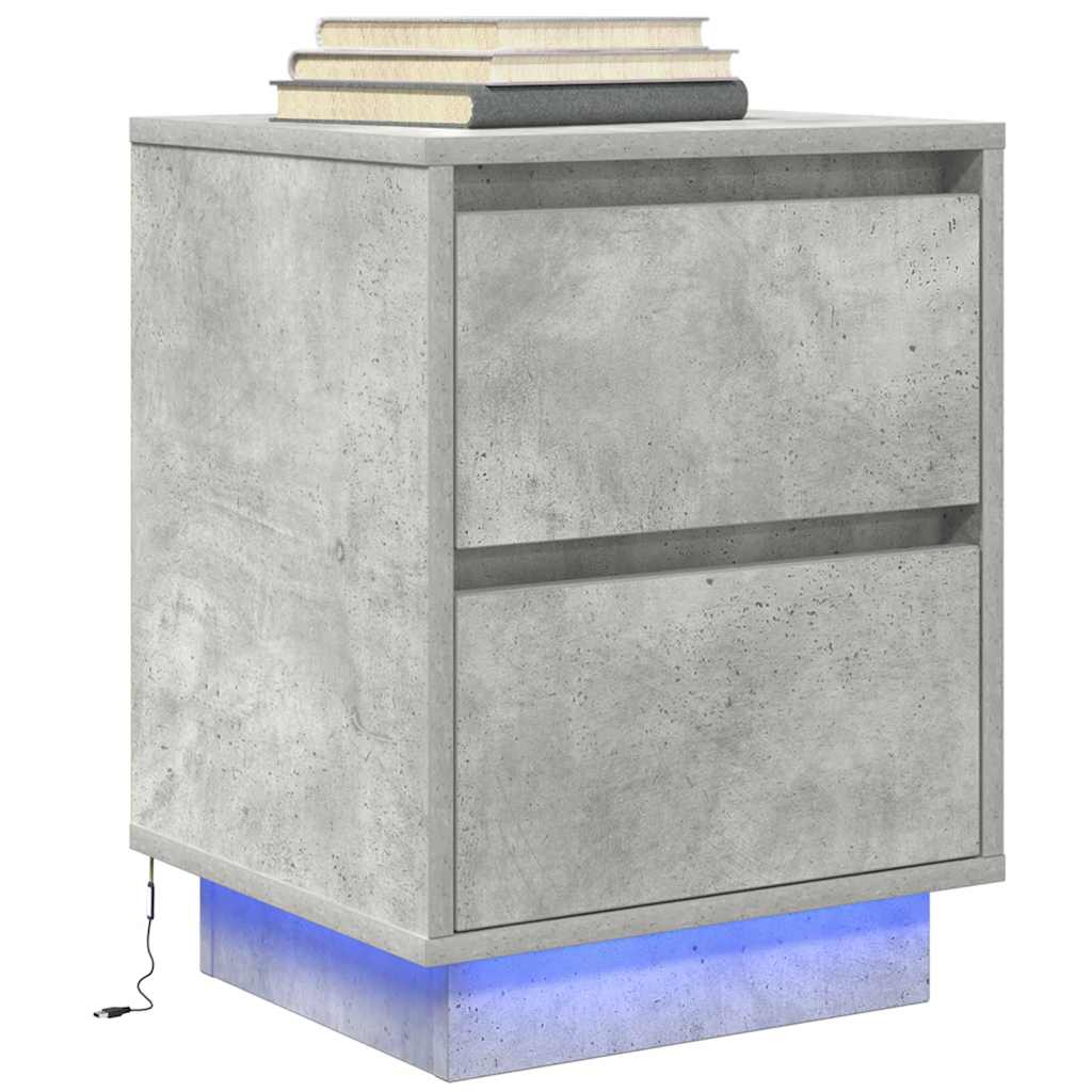vidaXL Bedside Cabinet with LED Lights 38x34x50 cm 1 pc