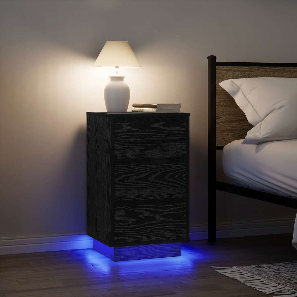 vidaXL Bedside Cabinet with LED Lights 38x34x50 cm 1 pc