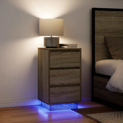 vidaXL Bedside Cabinet with LED Lights 38x34x50 cm 1 pc