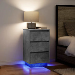 vidaXL Bedside Cabinet with LED Lights 38x34x50 cm 1 pc