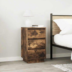 vidaXL Bedside Cabinet with LED Lights Smoked Oak 38x34x65 cm 4