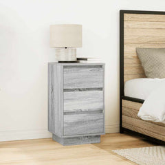 vidaXL Bedside Cabinet with LED Lights Grey Sonoma 38x34x65 cm 4