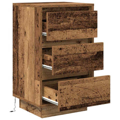 vidaXL Bedside Cabinet with LED Lights Old Wood 38x34x65 cm 6