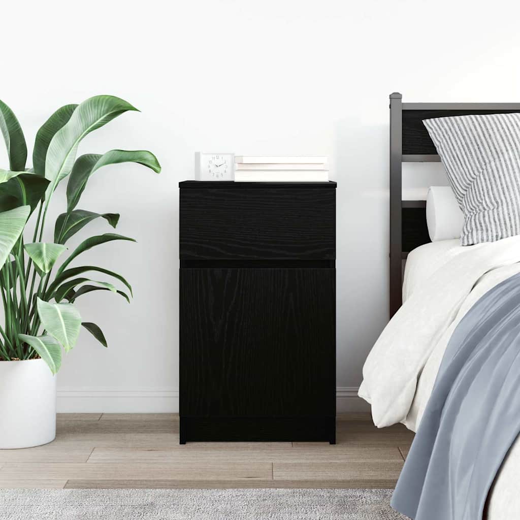 vidaXL Bedside Cabinet Black 39x35x65 cm Engineered Wood 3