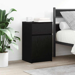 vidaXL Bedside Cabinet Black 39x35x65 cm Engineered Wood 1