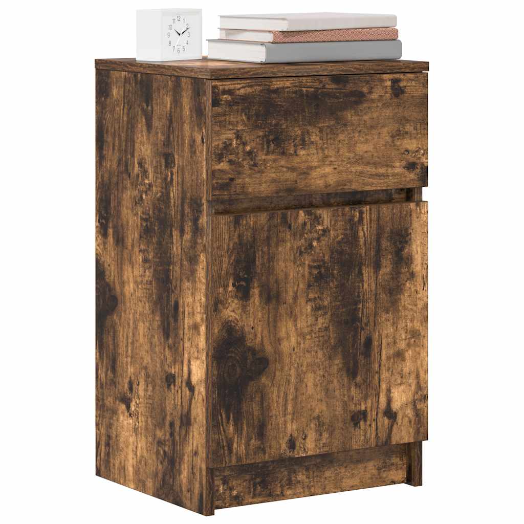 vidaXL Bedside Cabinet Smoked Oak 39x35x65 cm Engineered Wood 4