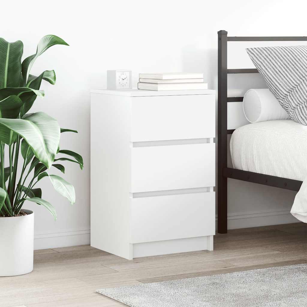 vidaXL Bedside Cabinet with 3 Drawers White 39x35x65 cm 1