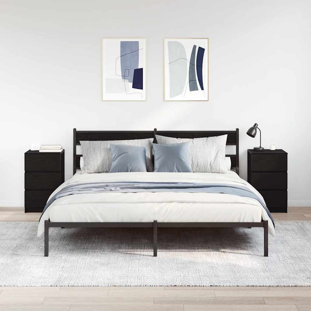 vidaXL Bedside Cabinets with 3 Drawers 2 pcs Black 39x35x65 cm 3