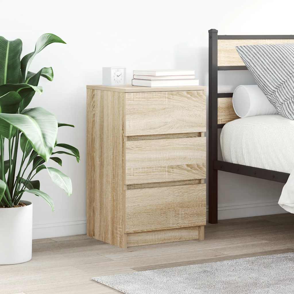 vidaXL Bedside Cabinet with 3 Drawers Sonoma Oak 39x35x65 cm 1