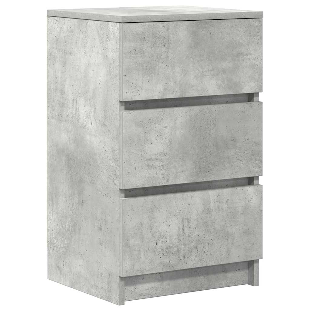 vidaXL Bedside Cabinet with 3 Drawers Concrete Grey 39x35x65 cm 2