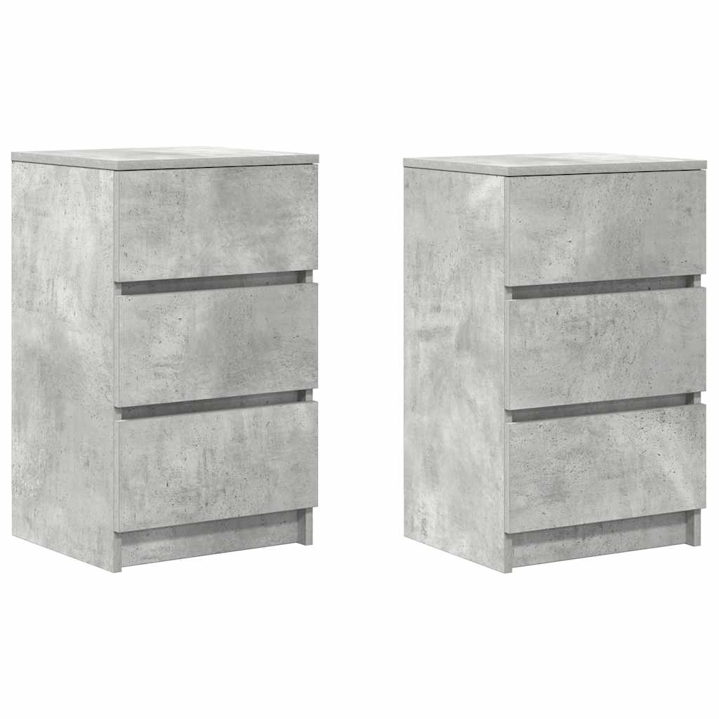 vidaXL Bedside Cabinets with 3 Drawers 2 pcs Concrete Grey 39x35x65 cm 2