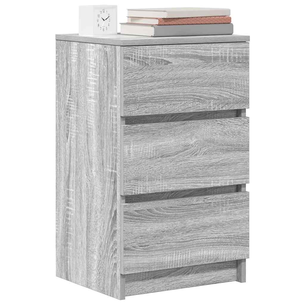 vidaXL Bedside Cabinets with 3 Drawers 2 pcs Grey Sonoma 39x35x65 cm 4