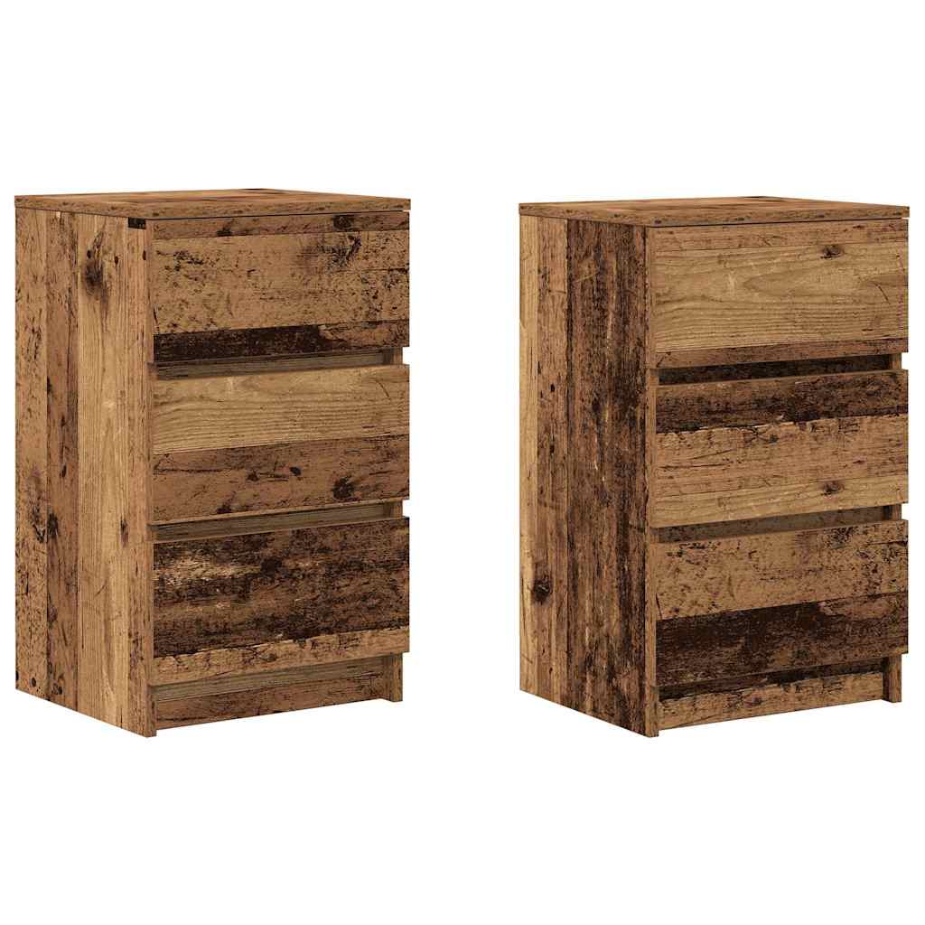 vidaXL Bedside Cabinets with 3 Drawers 2 pcs Old Wood 39x35x65 cm 2