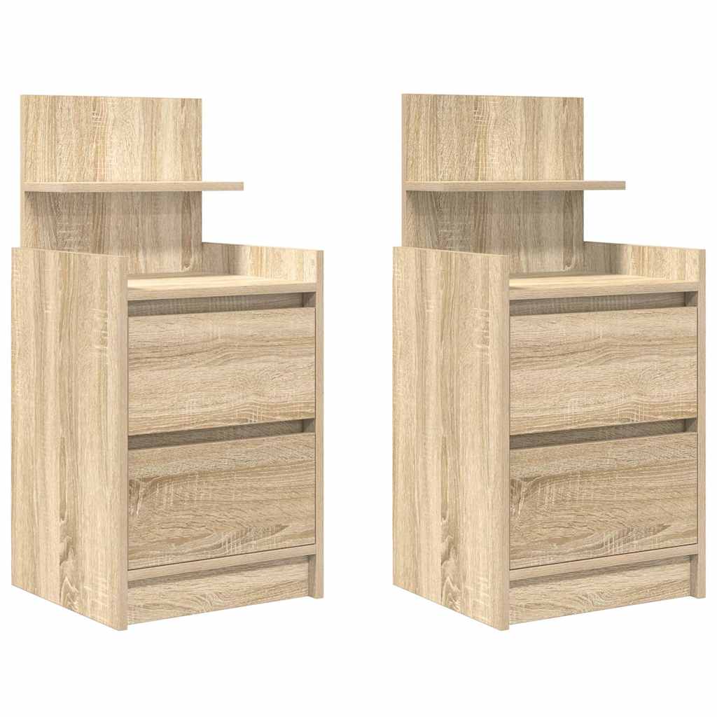 vidaXL Bedside Cabinets with 2 Drawers 2 pcs Sonoma Oak 38x34x80 cm 2