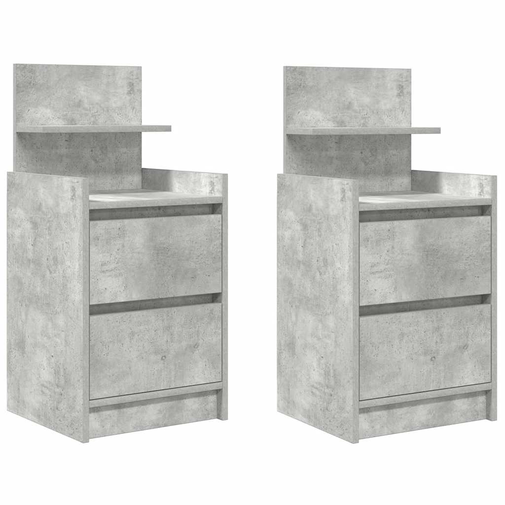 vidaXL Bedside Cabinets with 2 Drawers 2 pcs Concrete Grey 38x34x80 cm 2