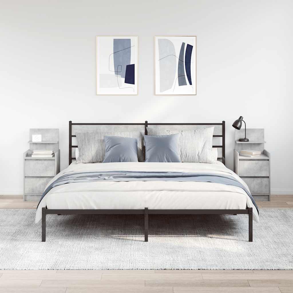 vidaXL Bedside Cabinets with 2 Drawers 2 pcs Concrete Grey 38x34x80 cm 3