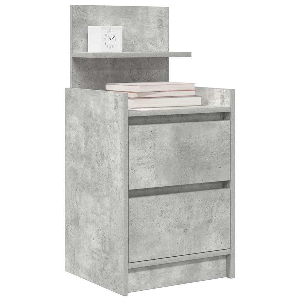 vidaXL Bedside Cabinets with 2 Drawers 2 pcs Concrete Grey 38x34x80 cm 4