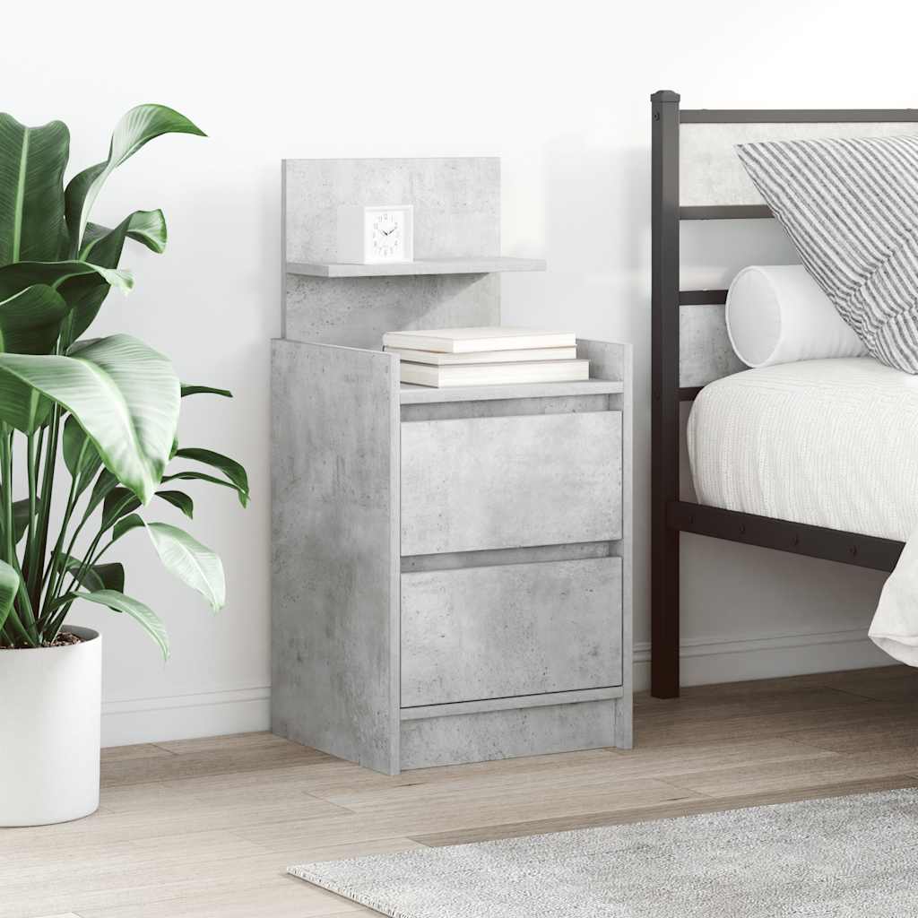 vidaXL Bedside Cabinets with 2 Drawers 2 pcs Concrete Grey 38x34x80 cm 1