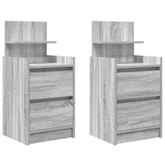 vidaXL Bedside Cabinets with 2 Drawers 2 pcs Grey Sonoma 38x34x80 cm 2