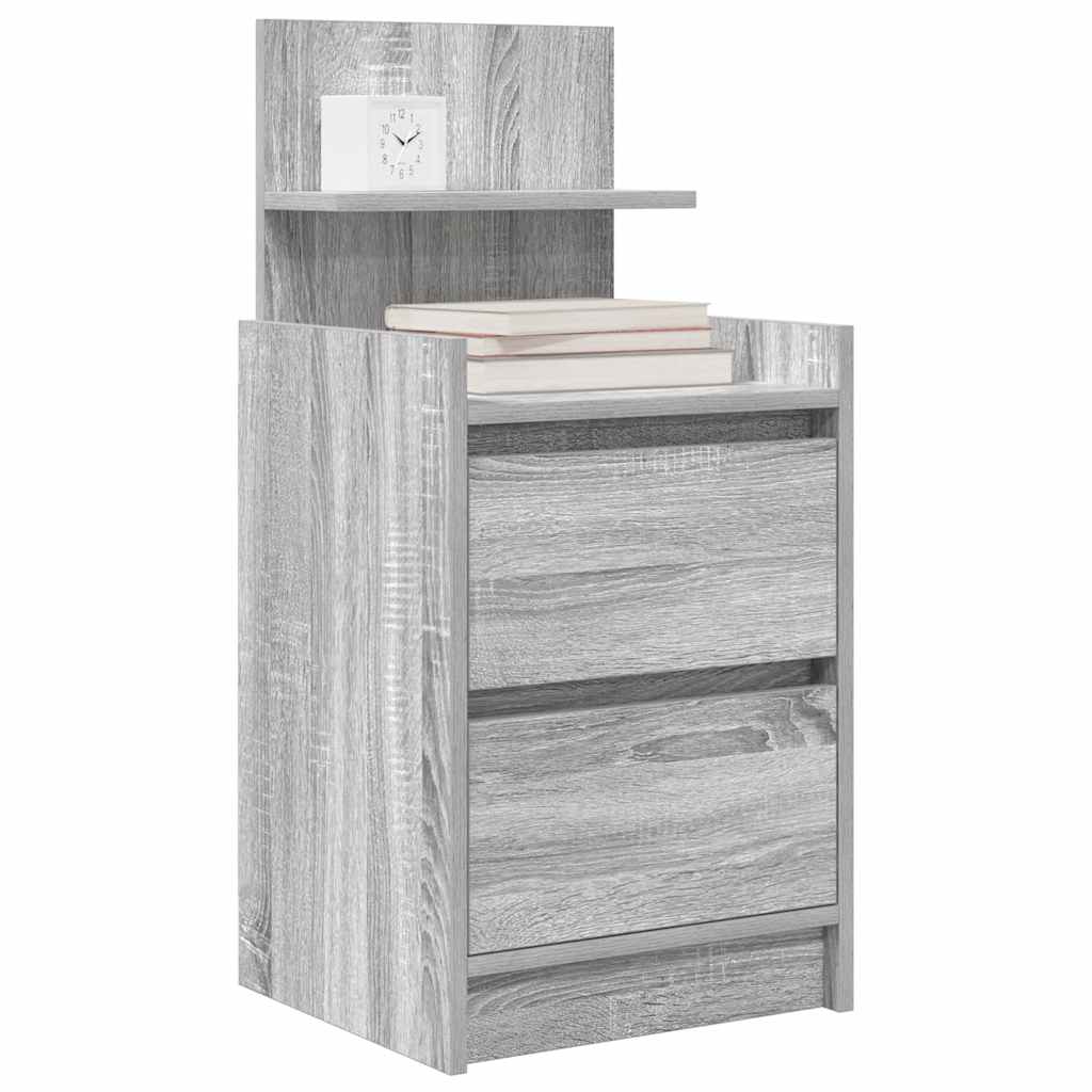 vidaXL Bedside Cabinets with 2 Drawers 2 pcs Grey Sonoma 38x34x80 cm 4