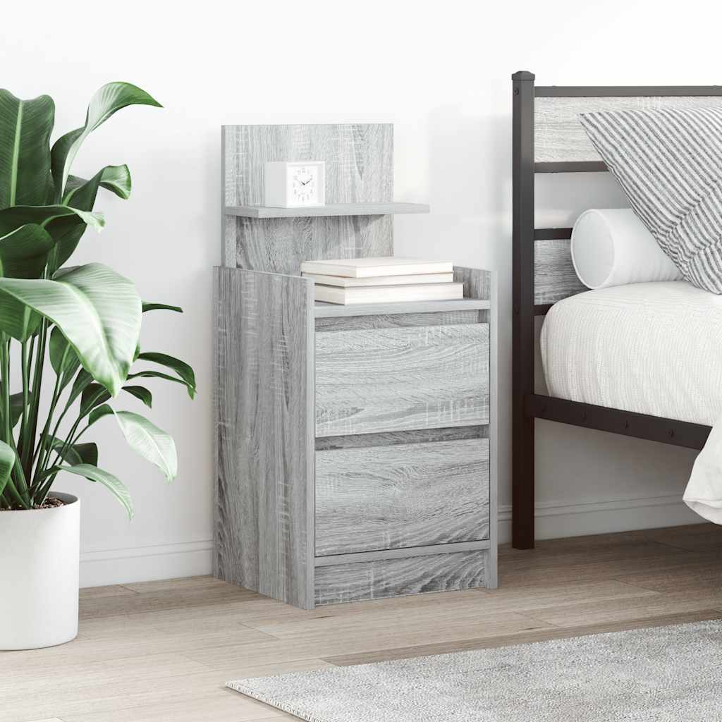 vidaXL Bedside Cabinets with 2 Drawers 2 pcs Grey Sonoma 38x34x80 cm 1