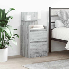 vidaXL Bedside Cabinets with 2 Drawers 2 pcs Grey Sonoma 38x34x80 cm 1