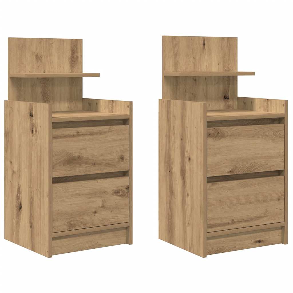 vidaXL Bedside Cabinets with 2 Drawers 2 pcs Artisan Oak 38x34x80 cm 2