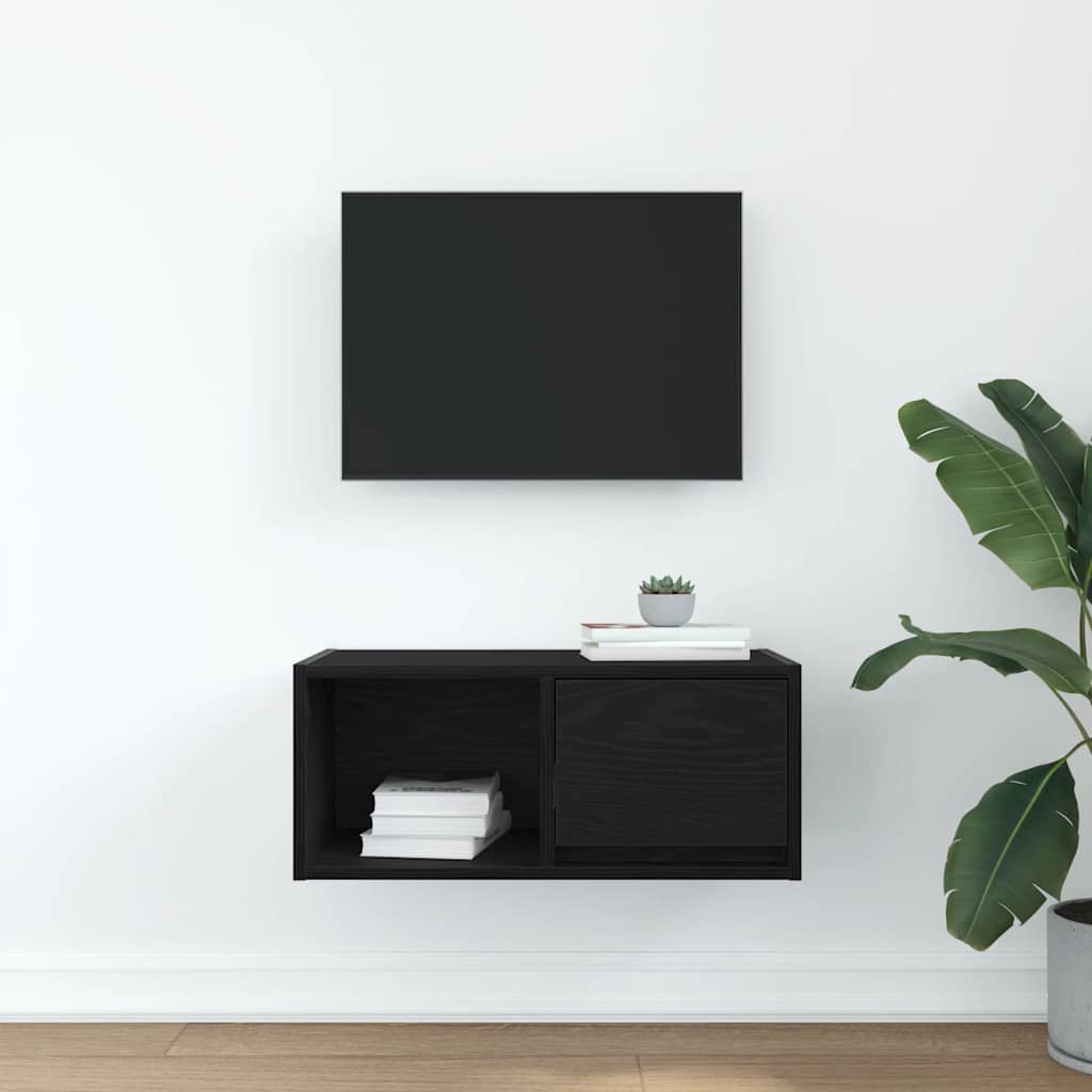 vidaXL TV Cabinet Black Oak 60x31x25.5 cm Engineered Wood 3