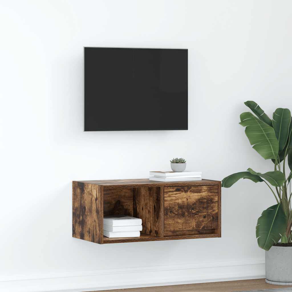 vidaXL TV Cabinet Smoked Oak 60x31x25.5 cm Engineered Wood 1