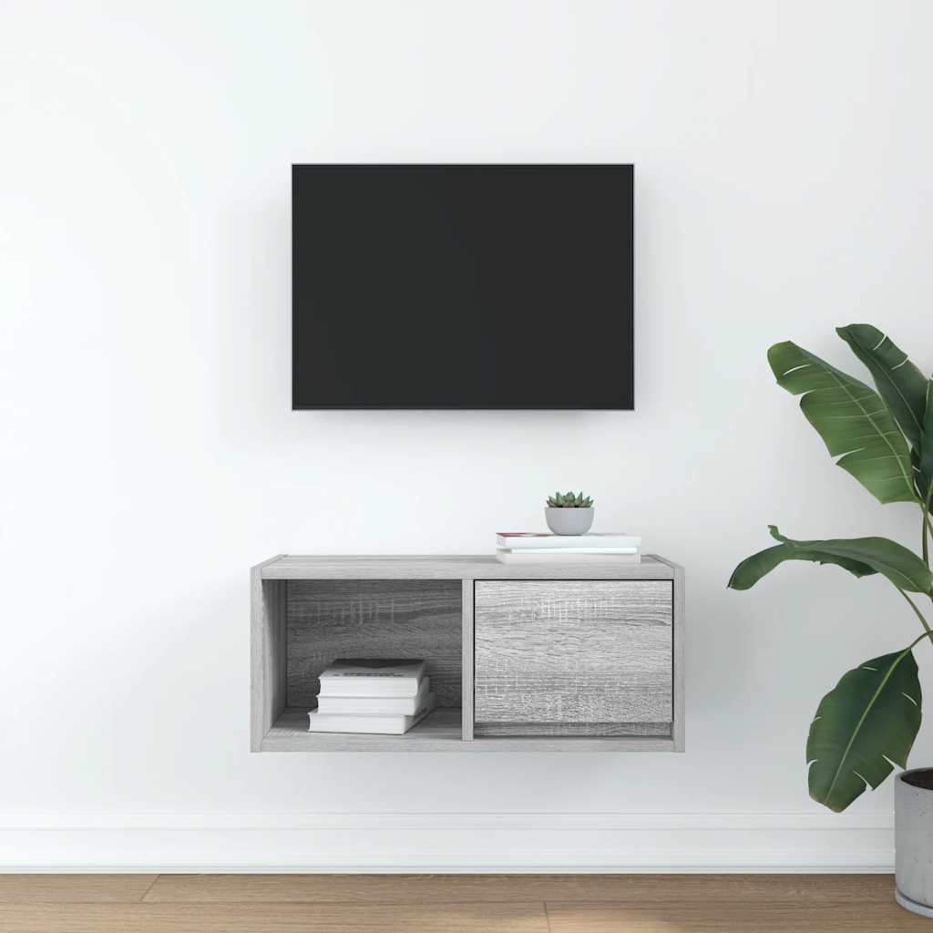 vidaXL TV Cabinet Grey Sonoma 60x31x25.5 cm Engineered Wood 3