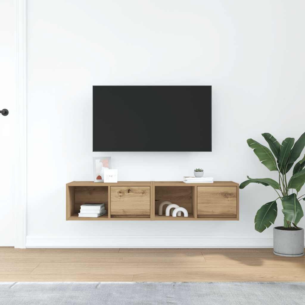 vidaXL TV Cabinets 2 pcs Artisan Oak 60x31x25.5 cm Engineered Wood 3