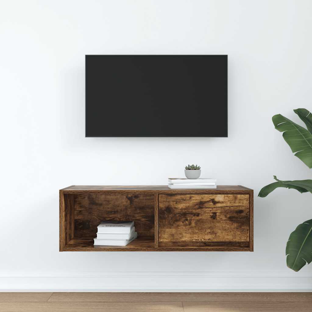 vidaXL TV Cabinet Smoked Oak 80x31x25.5 cm Engineered Wood 3