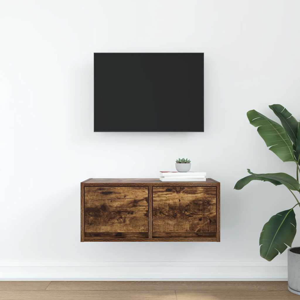 vidaXL TV Cabinet Smoked Oak 60x31x25,5 cm Engineered Wood 3