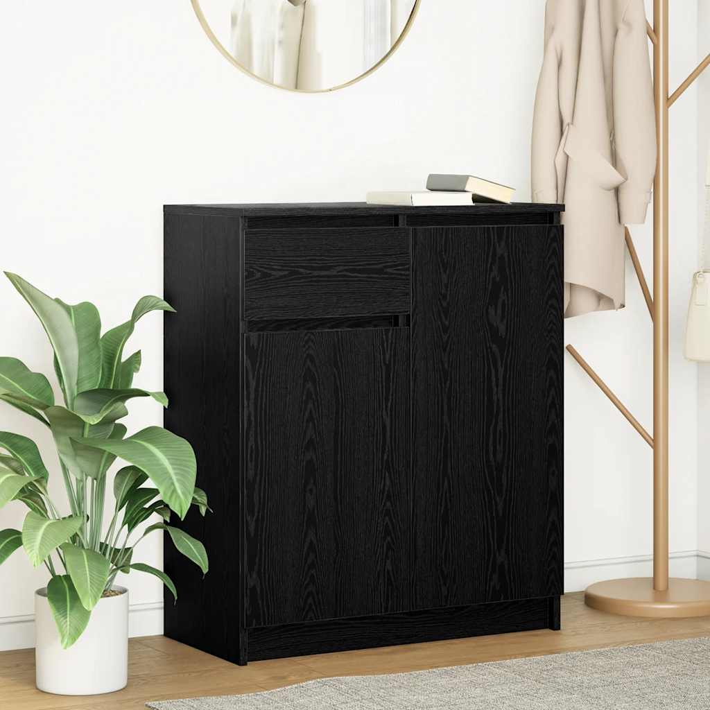 Sideboard with Drawer 71x35x84 cm Engineered Wood Black oak