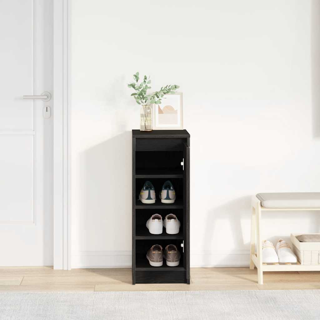 vidaXL Shoe Cabinet Black Oak 29.5x34x76 cm Engineered Wood 3